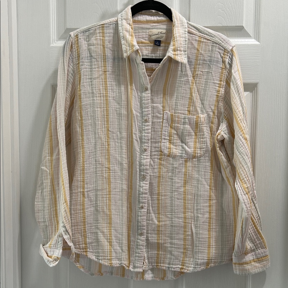Universal Thread Cream and Yellow Button Down Shirt